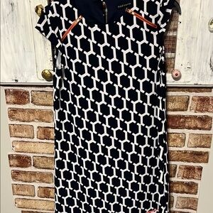 Madison Leigh Navy and White Patterned Mini Dress